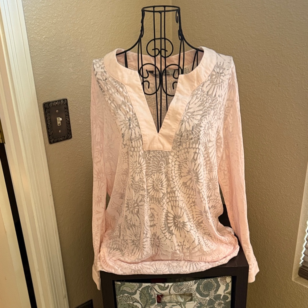 Chic V-Neck Lace Blouse - Light Pink